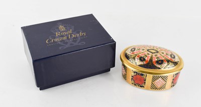 Lot 141 - A Royal Crown Derby oval trinket box, in the...