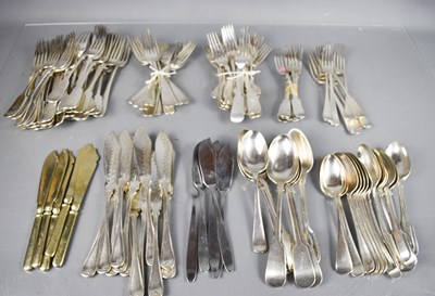 Lot 51 - A group of silver and silver plated flatware,...