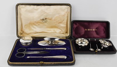 Lot 190 - A silver manicure set in the original...