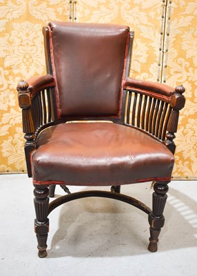 Lot 477 - A Victorian mahogany library chair with turned...