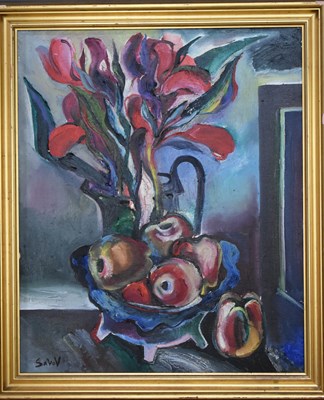 Lot 401 - Sava Savov (20th century) still life of fruit...