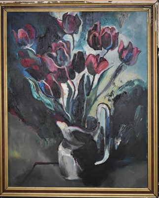 Lot 404 - Sava Savov (20th century) still life of tulips...