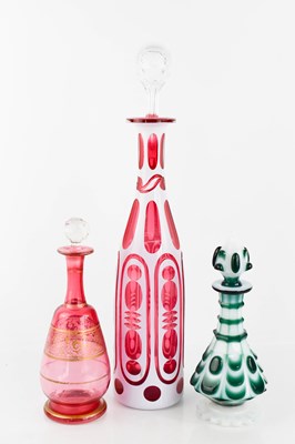Lot 104 - Three pieces of bohemian glass, two in...