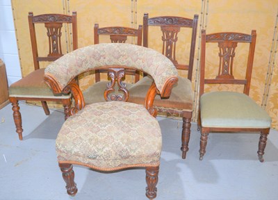 Lot 456 - A Victorian armchair, with upholstered back...