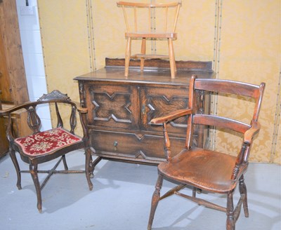 Lot 457 - An oak 1940s cabinet, together with corner...