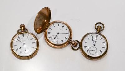 Lot 253 - A group of three gold plated keyless wind...