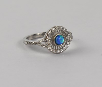 Lot 83 - An Art Deco silver and dark opal style and...
