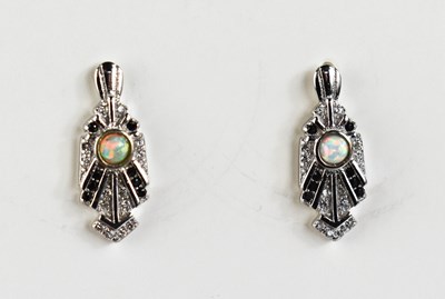 Lot 174 - A pair of silver Art Deco style stud earrings,...