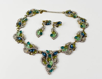 Lot 206 - A vintage Lilien paste demi-parure of necklace...