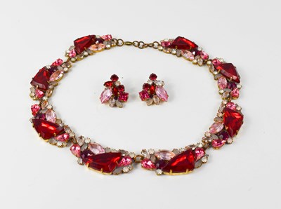 Lot 207 - A vintage demi-parure of necklace and earrings,...