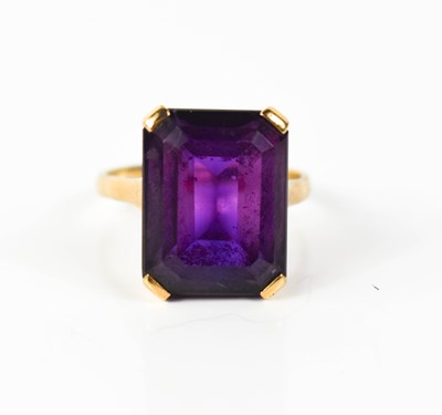 Lot 4 - A 9ct gold and amethyst dress ring, the...