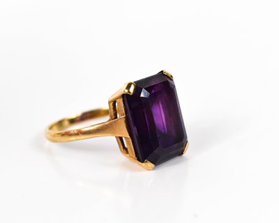 Lot 4 - A 9ct gold and amethyst dress ring, the...