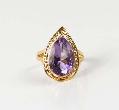 Lot 1 - A 10ct gold and amethyst dress ring, the...