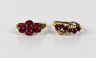Lot 107 - A 9ct gold ruby and diamond dress ring of...