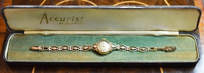 Lot 266 - A 9ct gold Ladies Accurist wristwatch, in the...