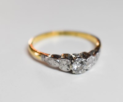 Lot 50 - An 18ct gold and diamond ring, size Q, 2.9g.