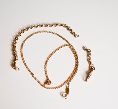 Lot 128 - A 9ct gold curb link neck chain, together with...