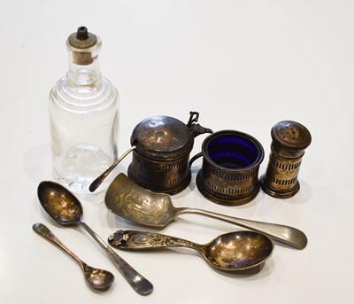 Lot 297 - A silver condiment set of salt, mustard and...