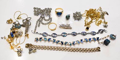 Lot 219 - A group of gold and costume jewellery,...