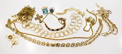 Lot 237 - A group of silver gilt necklaces and jewellery,...