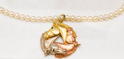 Lot 158 - A Harriet Glen 18ct tri-colour gold and pearl...