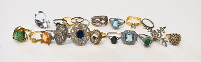 Lot 228 - A group of ten silver rings, some silver gilt,...