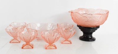 Lot 140 - A pale pink glass bowl in the Lalique style...