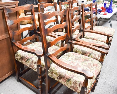 Lot 504 - A set of eight 18th century style oak...