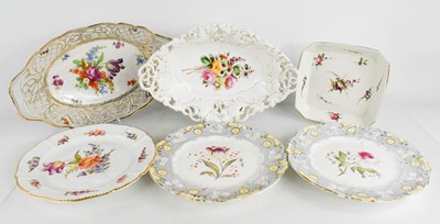 Lot 264 - A group of hand painted Continental porcelain...