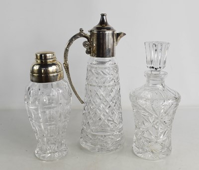 Lot 104 - A silver plated and pressed glass claret jug...