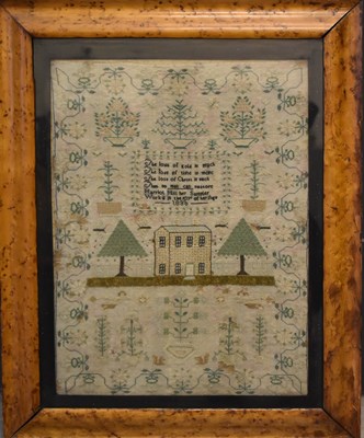 Lot 365 - A William IV sampler, embroidered with a poem,...