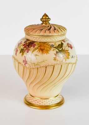 Lot 183 - A Royal Worcester blush ivory pot pourri vase...