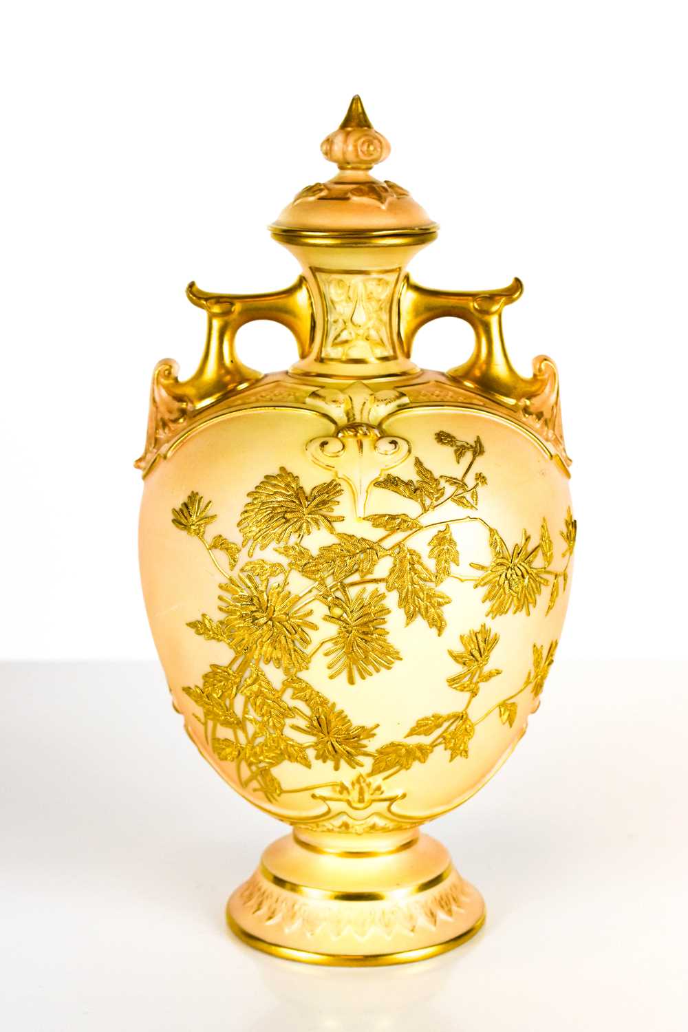 Lot 171 - A Royal Worcester gilt embellished blush ivory...