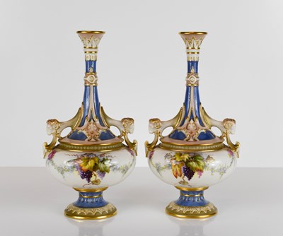 Lot 208 - A fine pair of Royal Worcester vases, the...