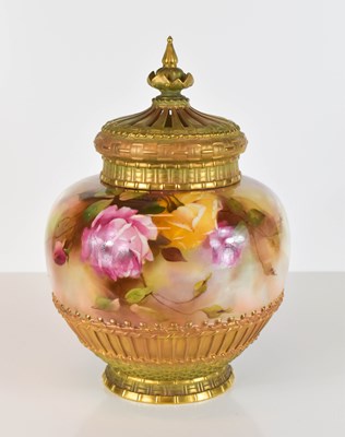 Lot 209 - A Royal Worcester pot pourri vase, with inner...