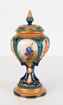 Lot 181 - A Royal Worcester Hadleys pedestal vase and...