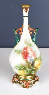 Lot 192 - A Royal Worcester Hadleys vase, painted with...