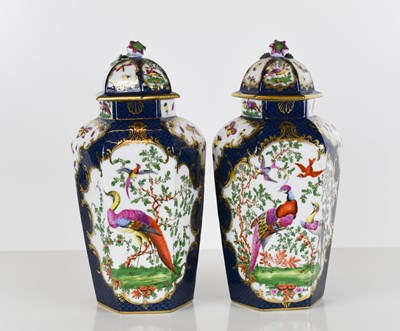 Lot 201 - A pair of Royal Worcester hexagonal vases and...