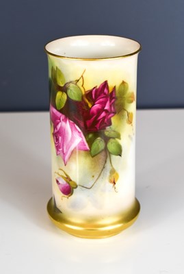 Lot 163 - A Royal Worcester cylindrical form vase,...