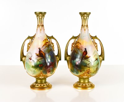 Lot 210 - A pair of Royal Worcester vases by Albert...