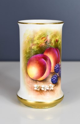 Lot 180 - A Royal Worcester cylindrical vase, painted...