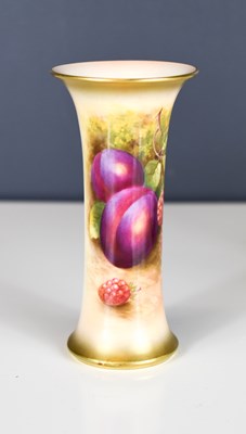 Lot 178 - A Royal Worcester trumpet vase, painted with...