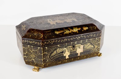 Lot 329 - A 19th century black lacquered Chinoiserie...