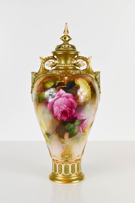 Lot 158a - A fine Royal Worcester vase and cover, painted...