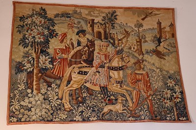 Lot 527 - A large Medieval style tapestry wall panel,...