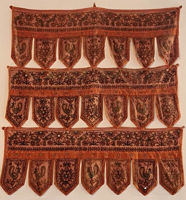 Lot 376 - An antique medieval style tapestry wall panel,...