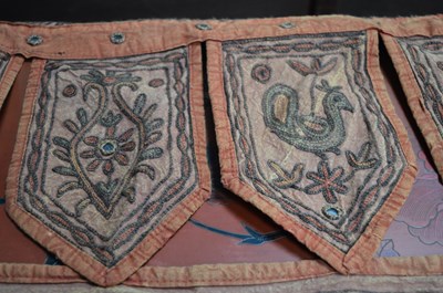 Lot 376 - An antique medieval style tapestry wall panel,...