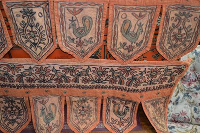 Lot 376 - An antique medieval style tapestry wall panel,...