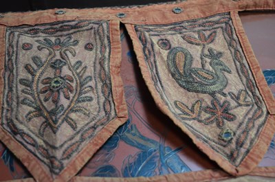 Lot 376 - An antique medieval style tapestry wall panel,...