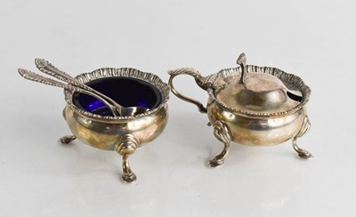 Lot 339 - A pair of silver salts, with blue glass liners...